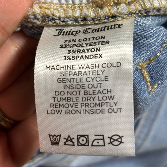 Juicy Couture Logo Wide Leg Indigo Light Wash Blue Jeans 5/27 NWT - Picture 3 of 7